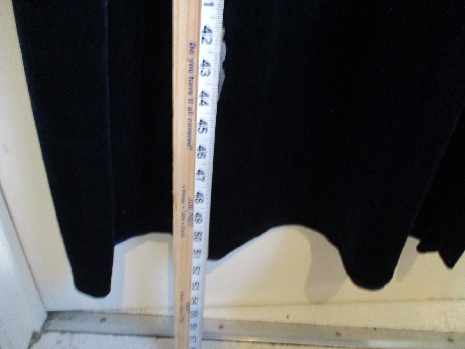 Vintage Aria Deep Blue Velvet Velour Zip Long House Coat / Robe Quilt Bodice M-L
