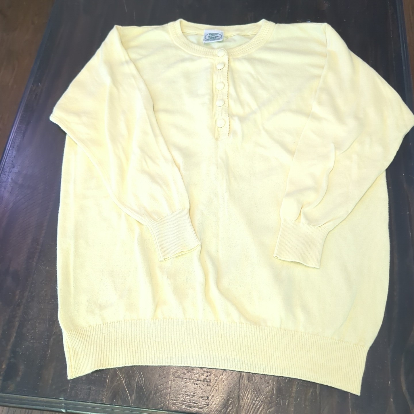 Vintage Cottagecore Laura Ashley Yellow Pullover Sweater 100% Cotton Sz 1x
