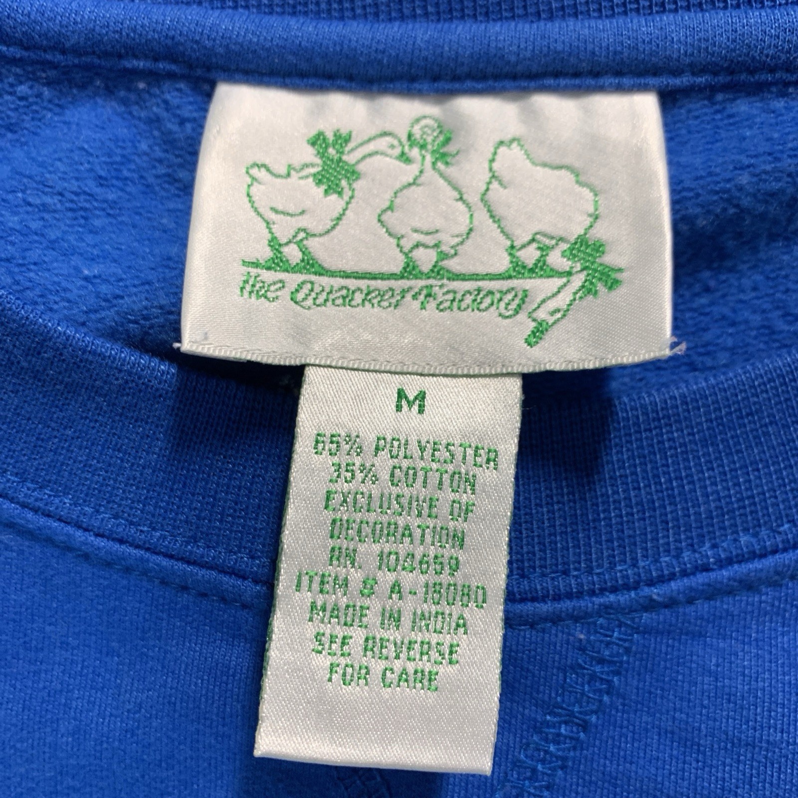 1990’s Vintage The Quacker Factory Blue Embroidered Multi Colored Gifts Sweater