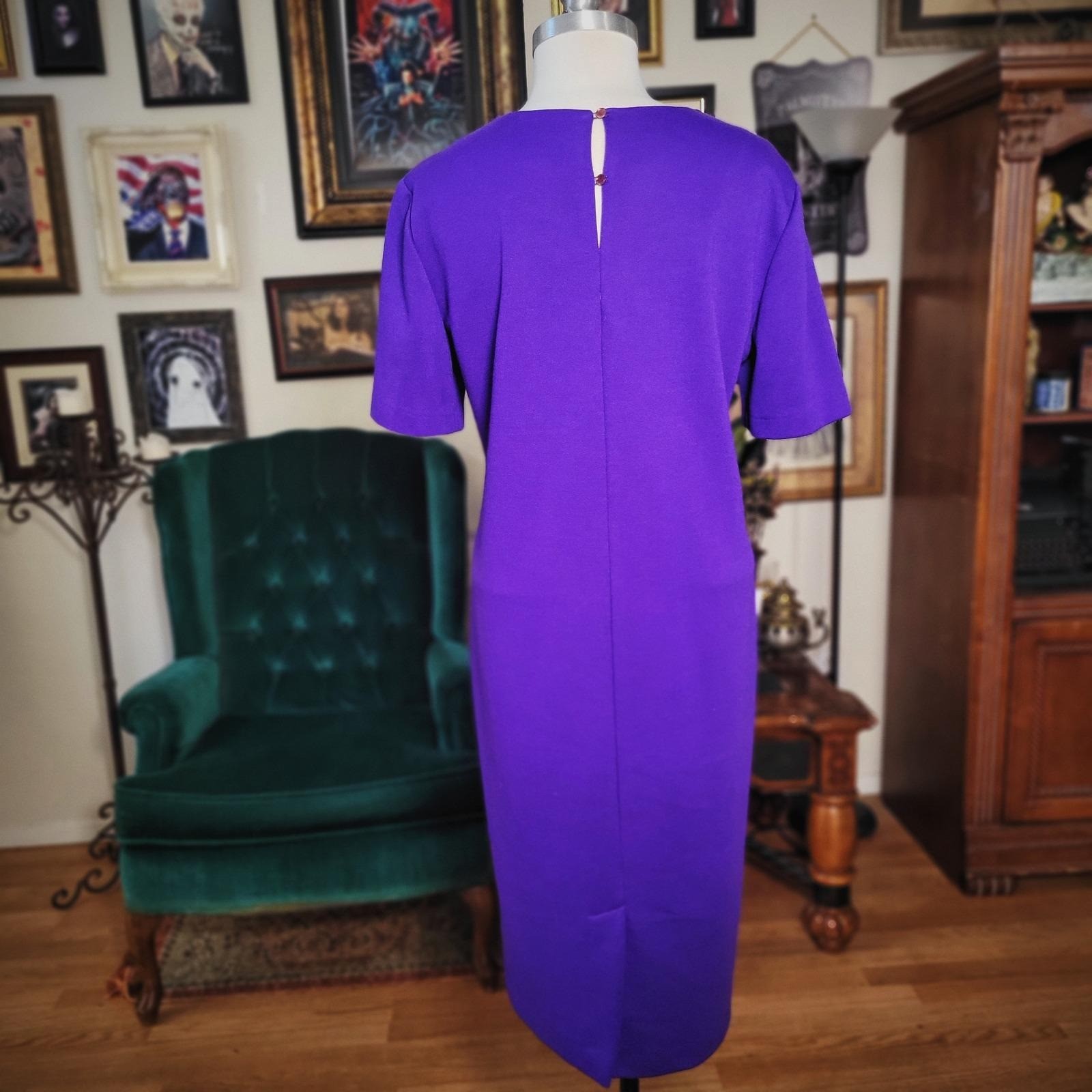 Berg-Ray Frocks Dress Jacket Set Purple Vintage 80s Womens 12 Retro Power Suit