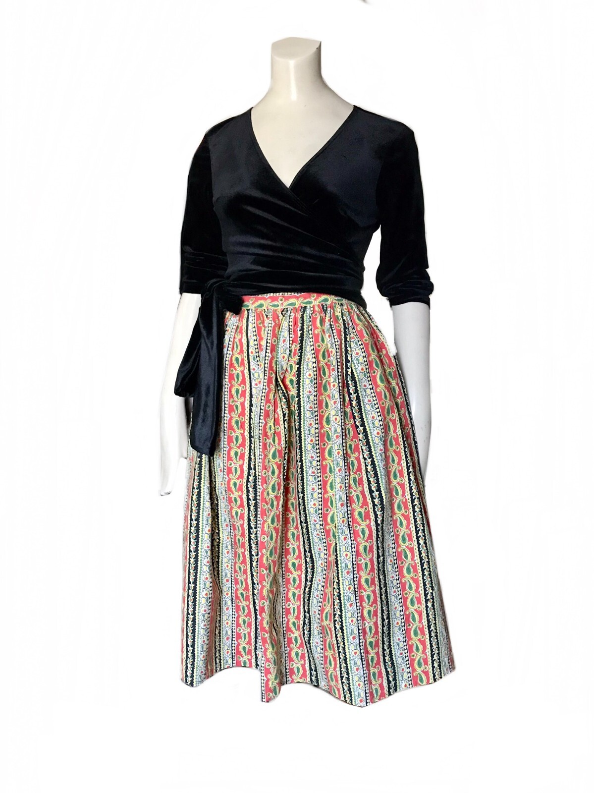 vintage 1950s multi color cotton wide summer skirt 50s full day skirt Rockabilly