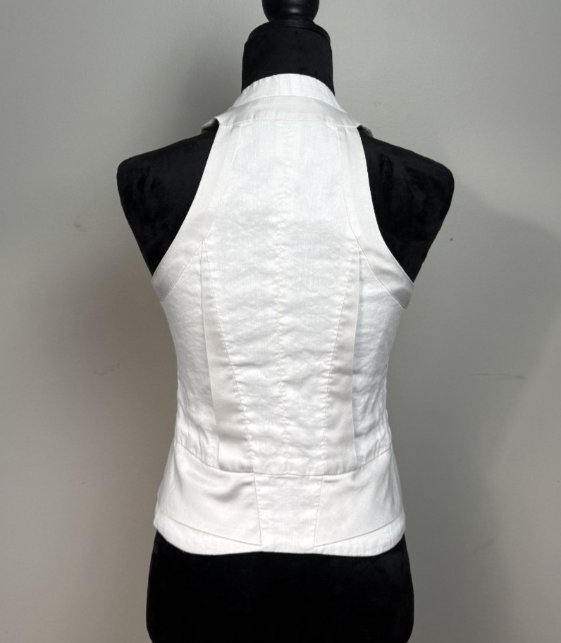 VTG Y2K BEBE Pristine Ivory Zip Up Lined Bustier Corset Women’s Sz S Sweetheart