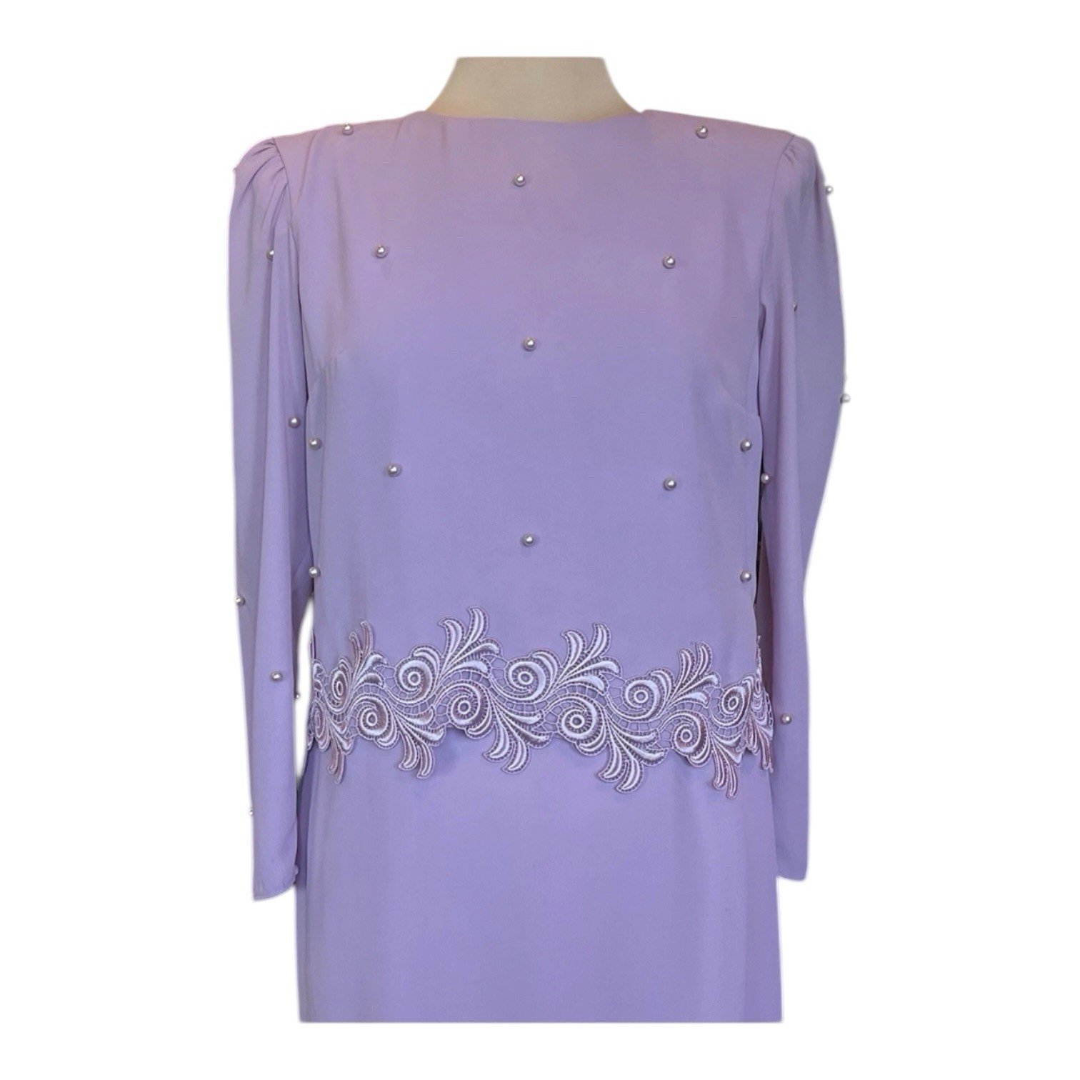 VTG Miss Elliette Chiffon Dress Women’s Size 6 Pink Embroidered Beaded Gown 90s
