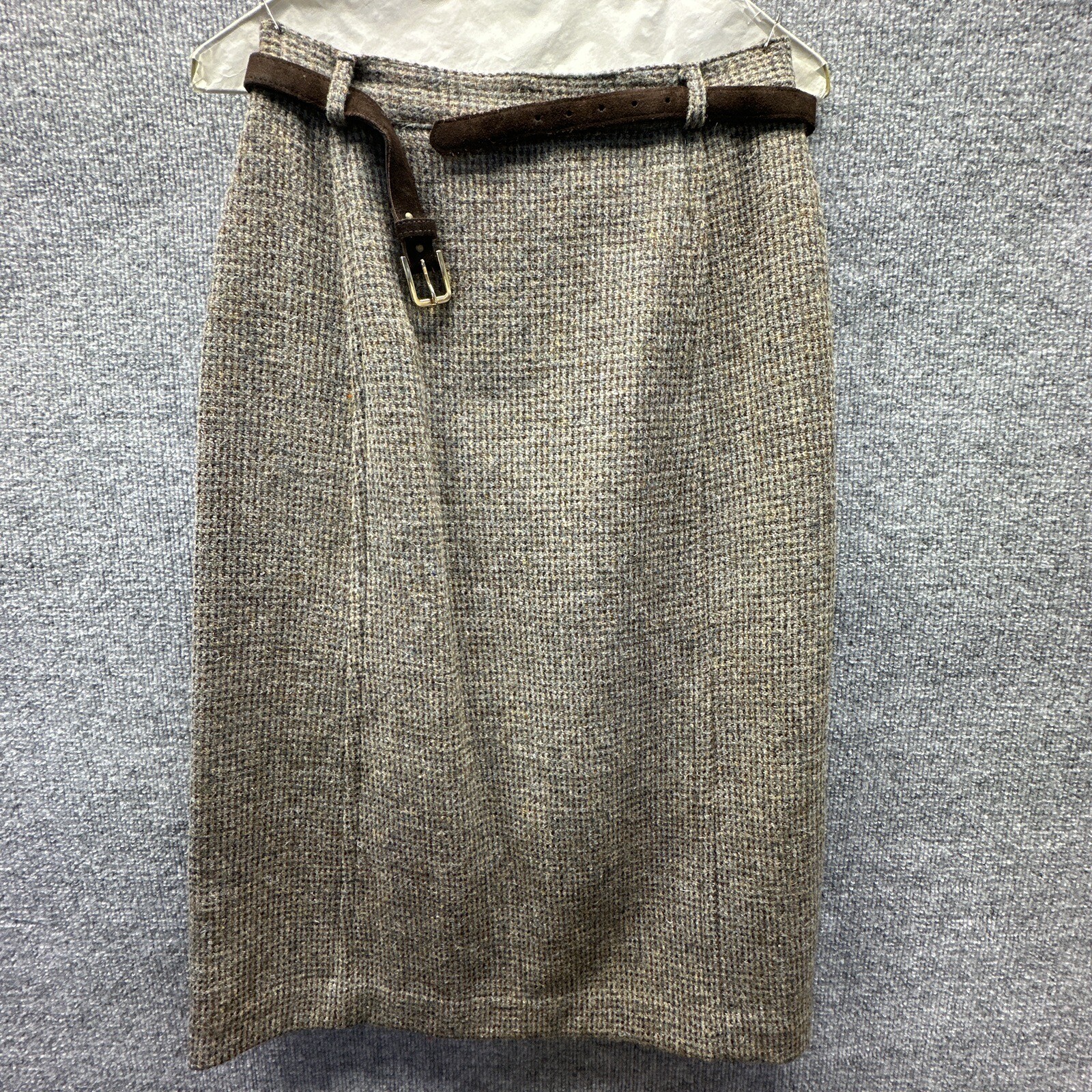 Woodhouse Lynch Skirt Women 10 Brown Hand Woven Scottish Tweed Academia Vtg USA