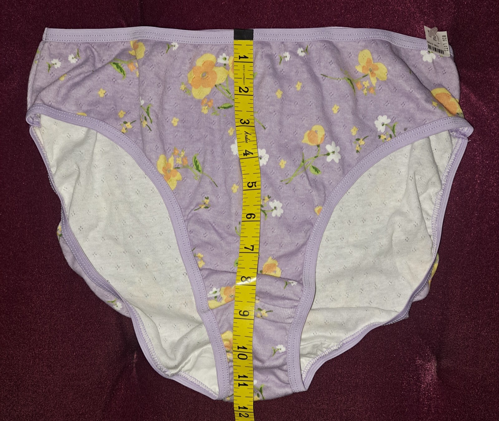 NWT Vtg 100% Cotton Panty Y2K Large Purple Floral Unbranded High Cut Stretchy