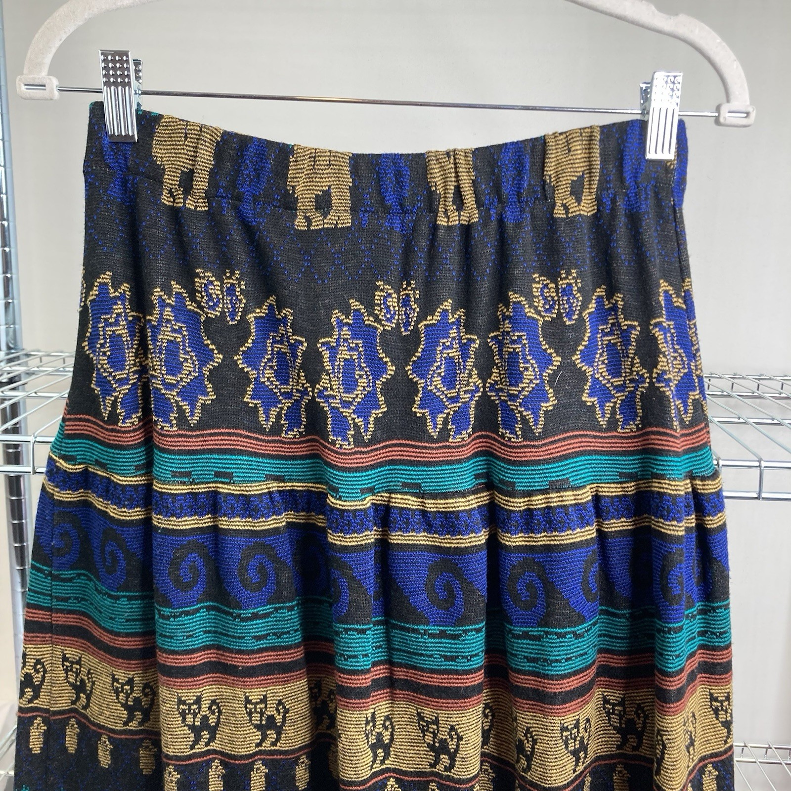 VTG 80s Melrose Knits By Christian De Castelnau Aztec Vest Skirt Set Size S/M