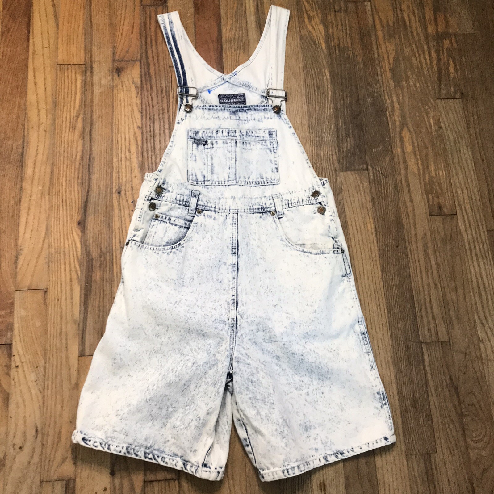 Vintage Squeeze 90’s Large Acid Wash Shortalls Overalls Shorts Bib