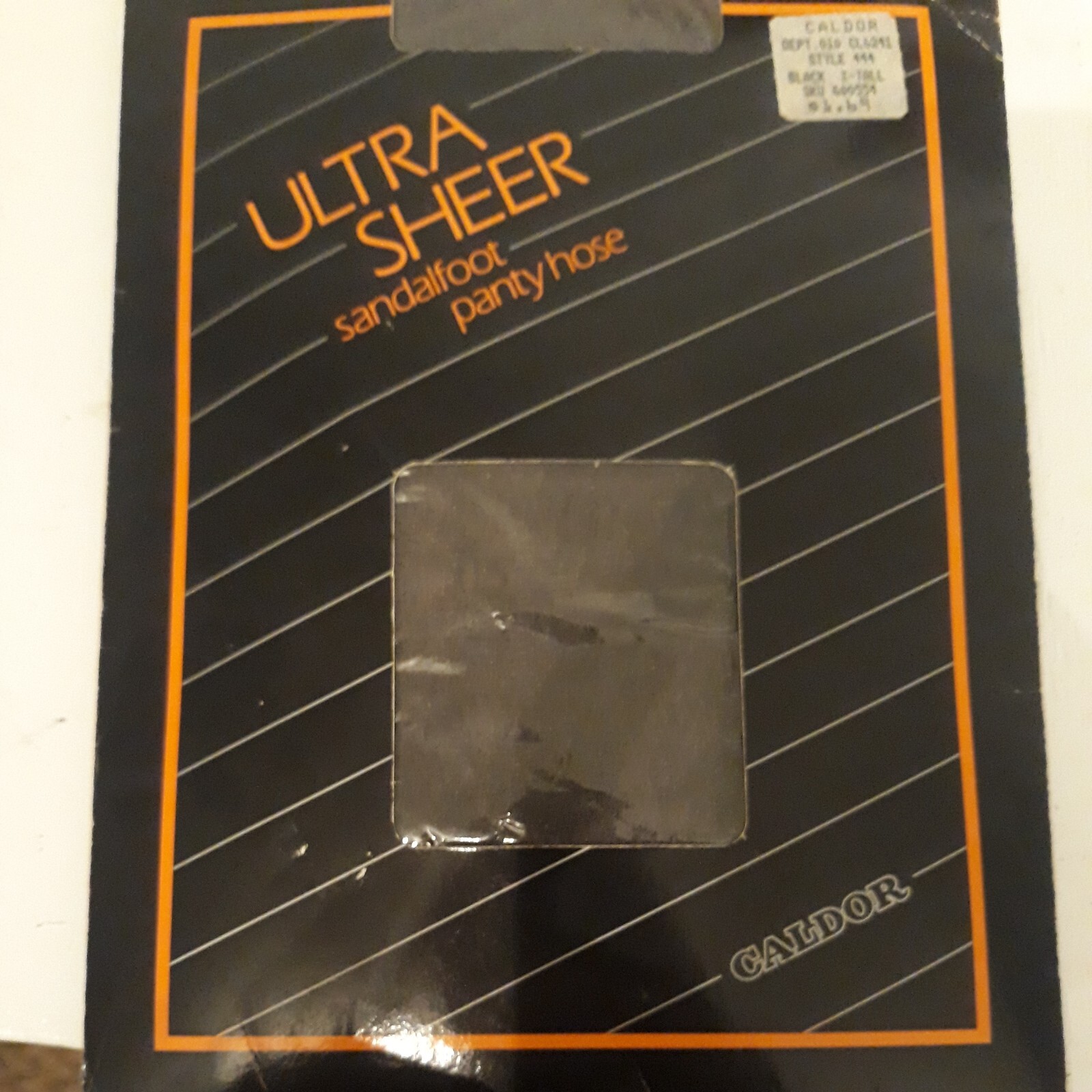 NOS 1980’s Caldor Ultra sheer sandal foot Pantyhose nylon sz X-Tall Black XL B4