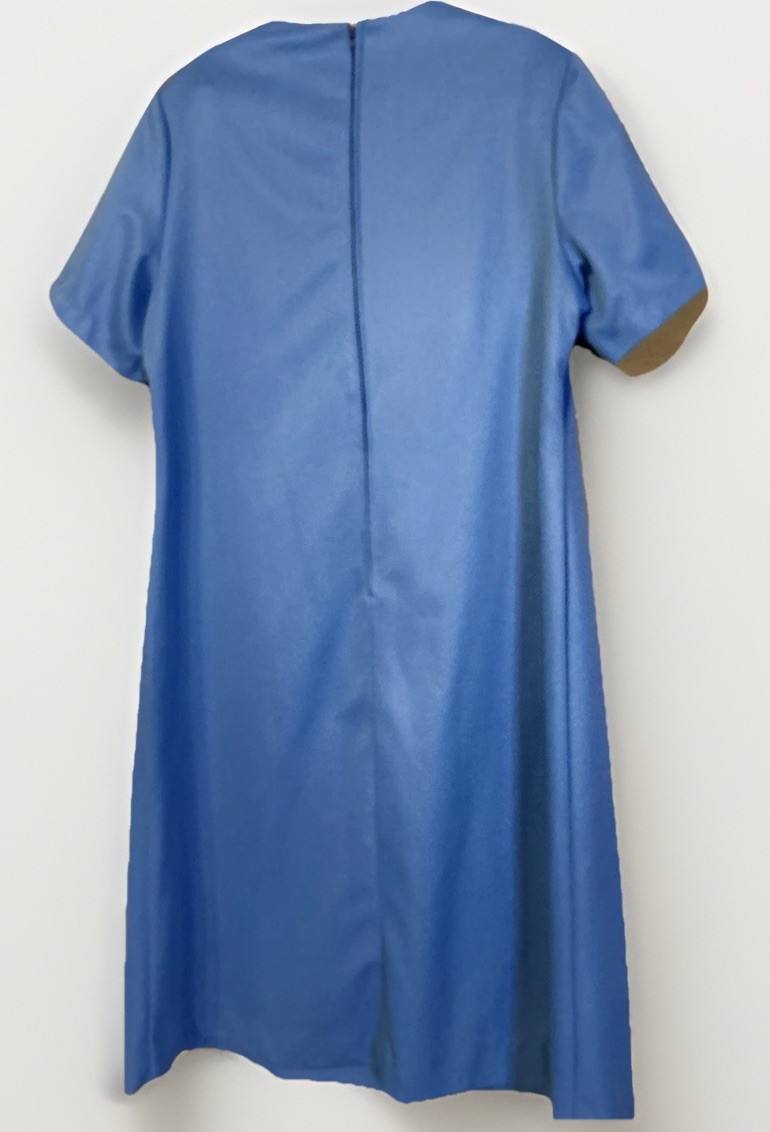 Vintage 1960s Womens 8 Blue Mod Shift Dress Lace Collar A Line Retro Mad Men