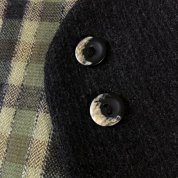 Vintage 90s wool checkered olive green and black blazer jacket, Plus size XL