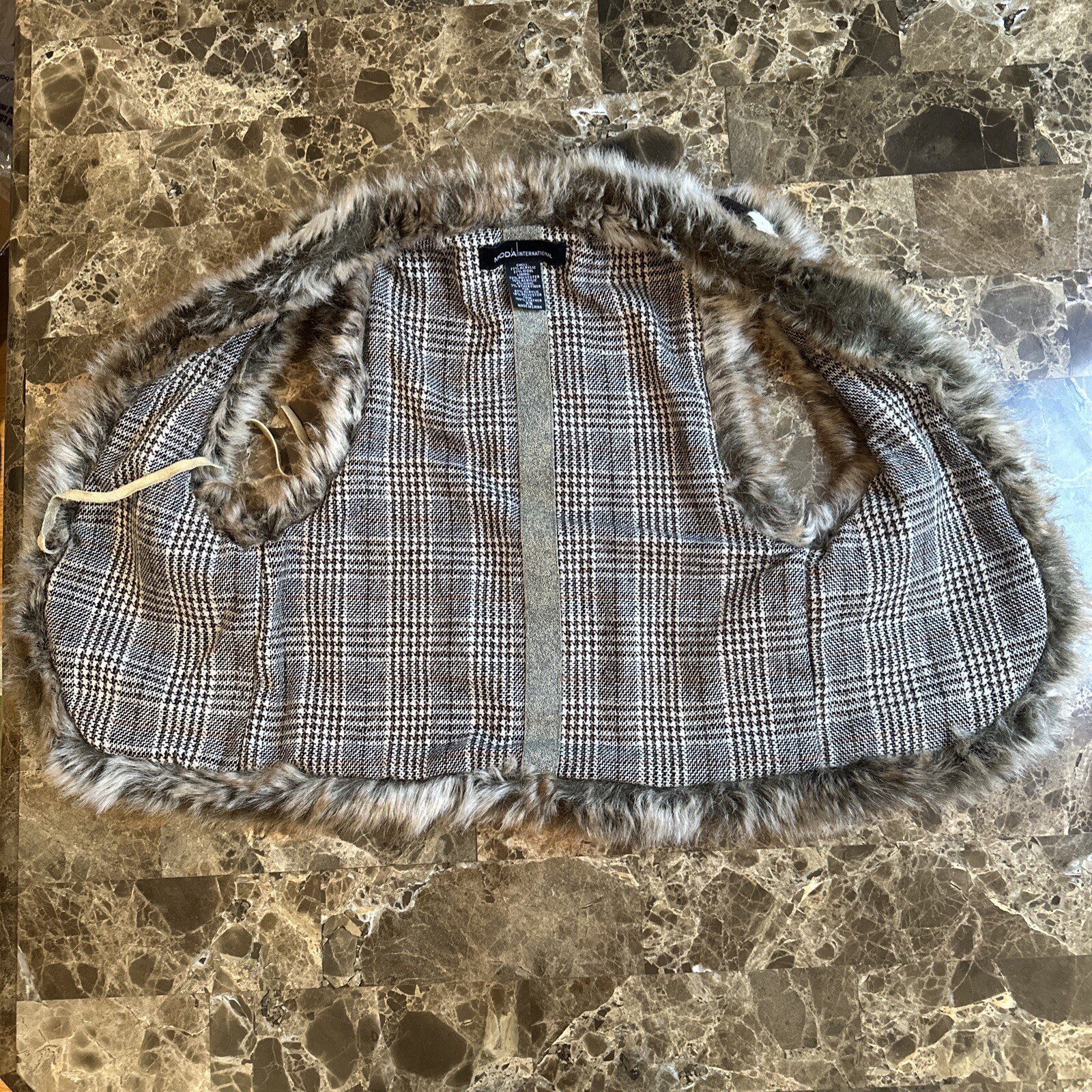 Y2K SNOWFLAKE FUR VEST S/M HIPPIE BOHO SKATER GRUNGE WHIMSIGOTH FAIRY WITCHY