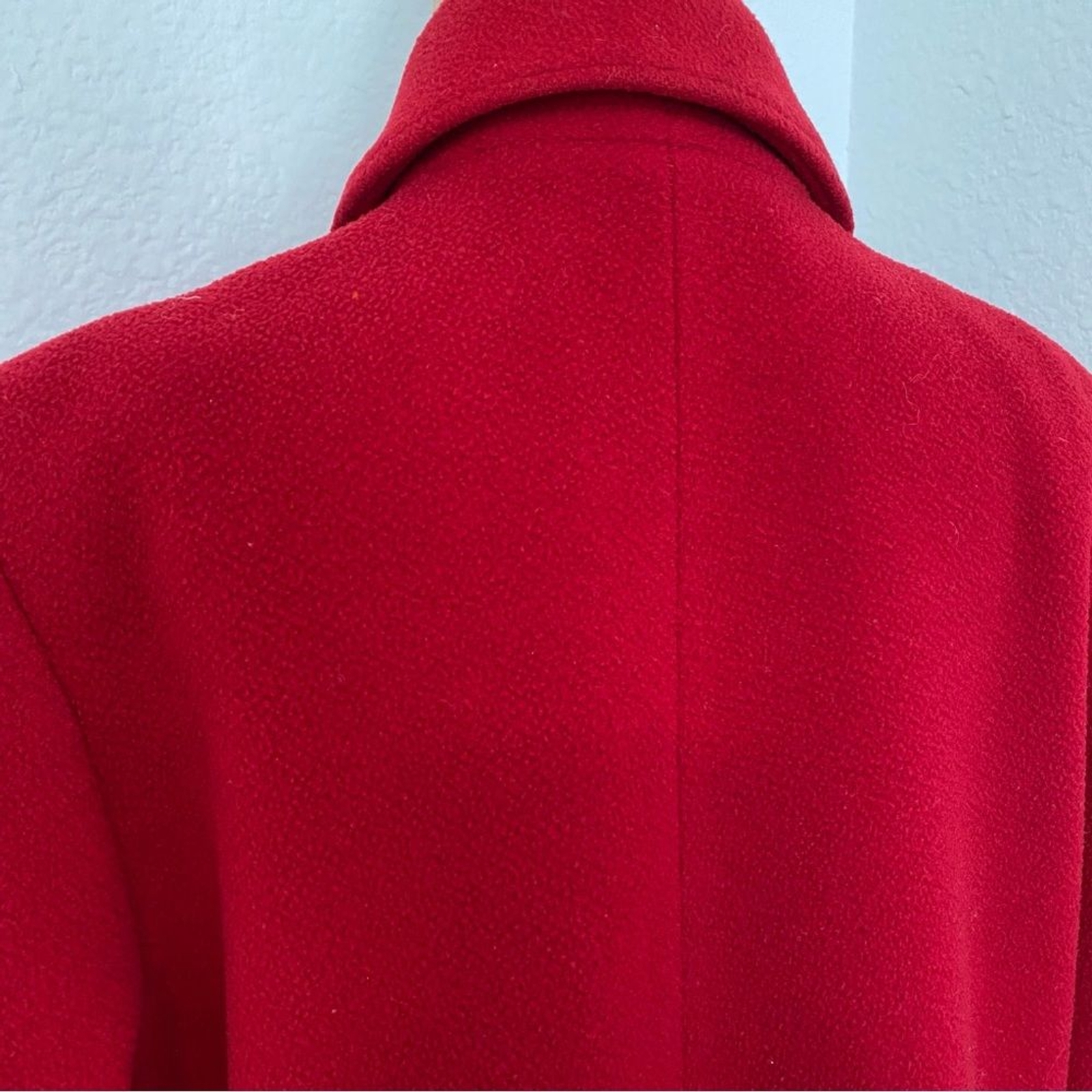 Carnahan’s Red Vintage Coat Long 5 Button Pockets Deerhead Chinchilla Wool SZ L