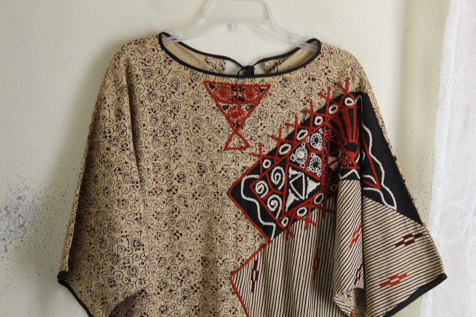 Vintage Very Funky Indian Ethnic Art-to-Wear Lagenlook Tribal Art Dress M L XL