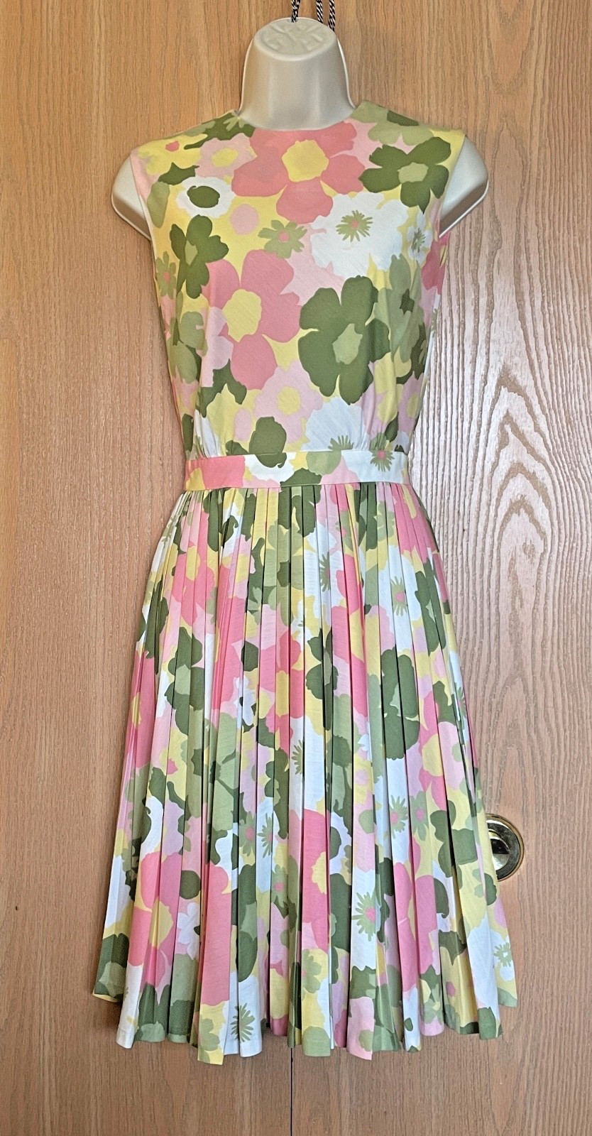 Vintage Lisa Robin Petite Size 10 Floral Garden Dress with Pleated Skirt