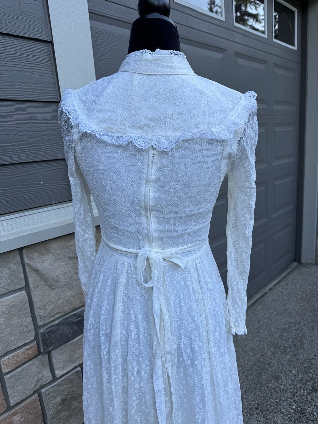 Vintage 70s Gunne Sax Romantic Renaissance Bridal Maxi Lace Dress Sz 8-9?