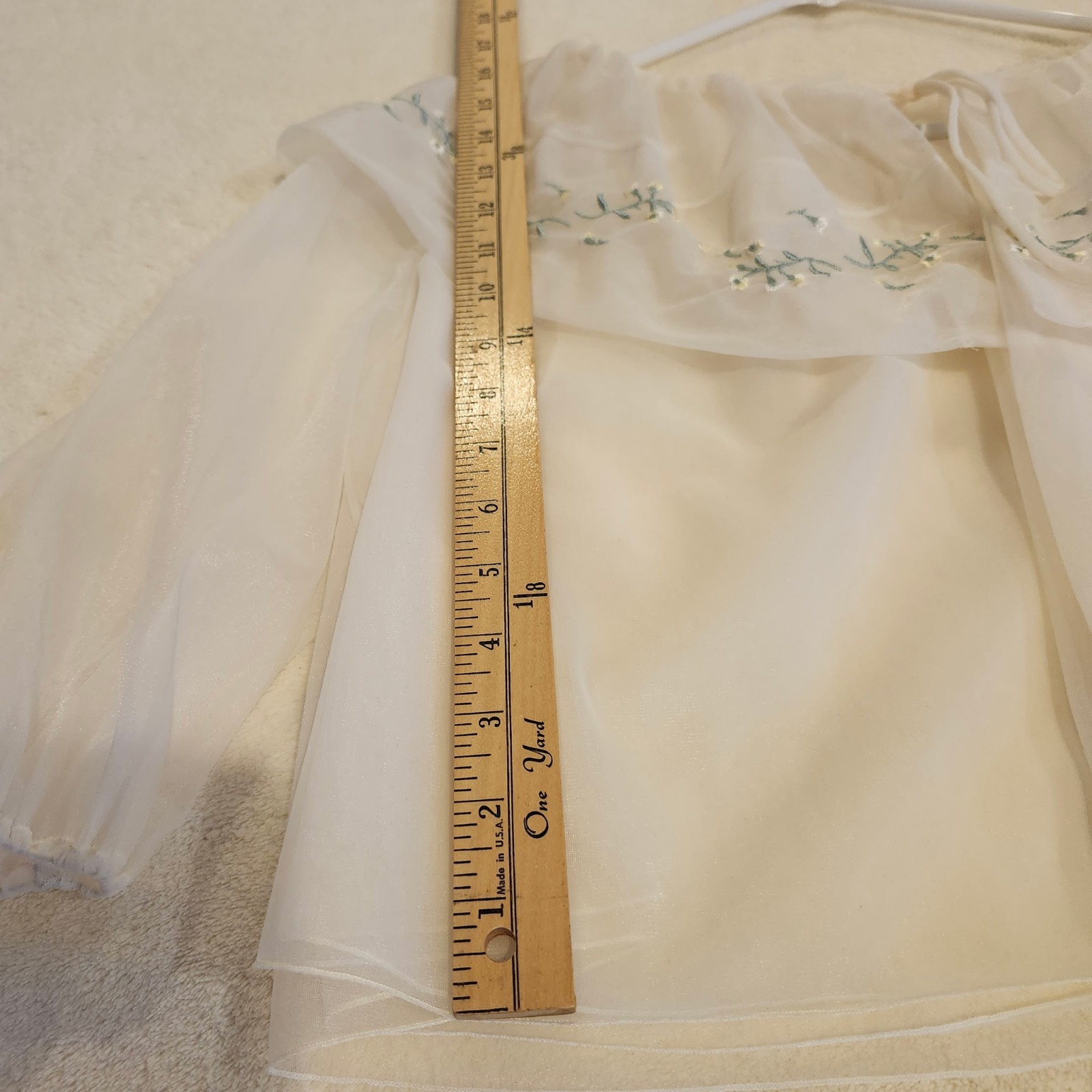 Vintage Vanity Fair Lingerie Bed Jacket Babydoll MED Shrug Embroidered USA
