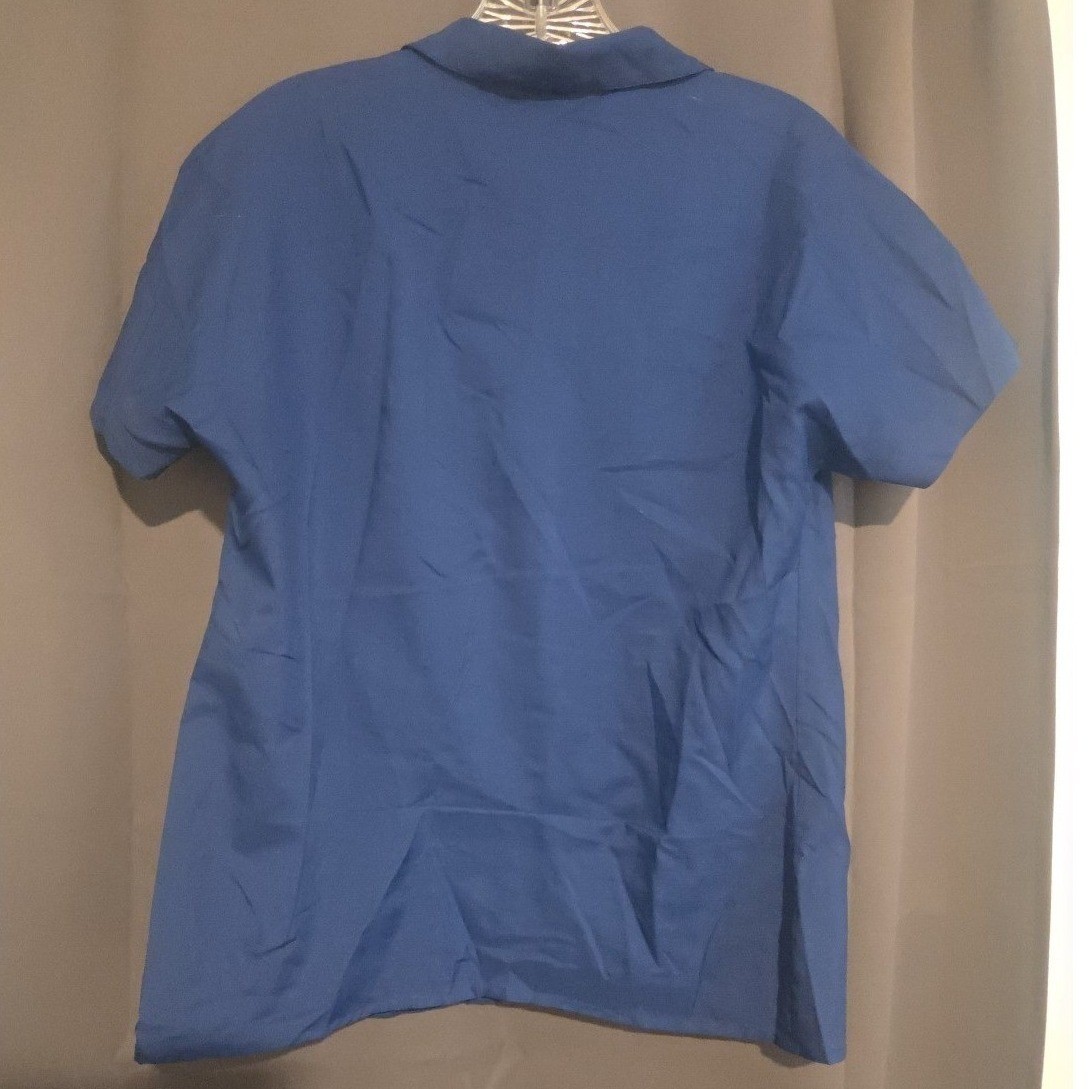 Lady Arrow Vintage Royal Blue Button Down, Woman’s Large Shirt. Notched Collar