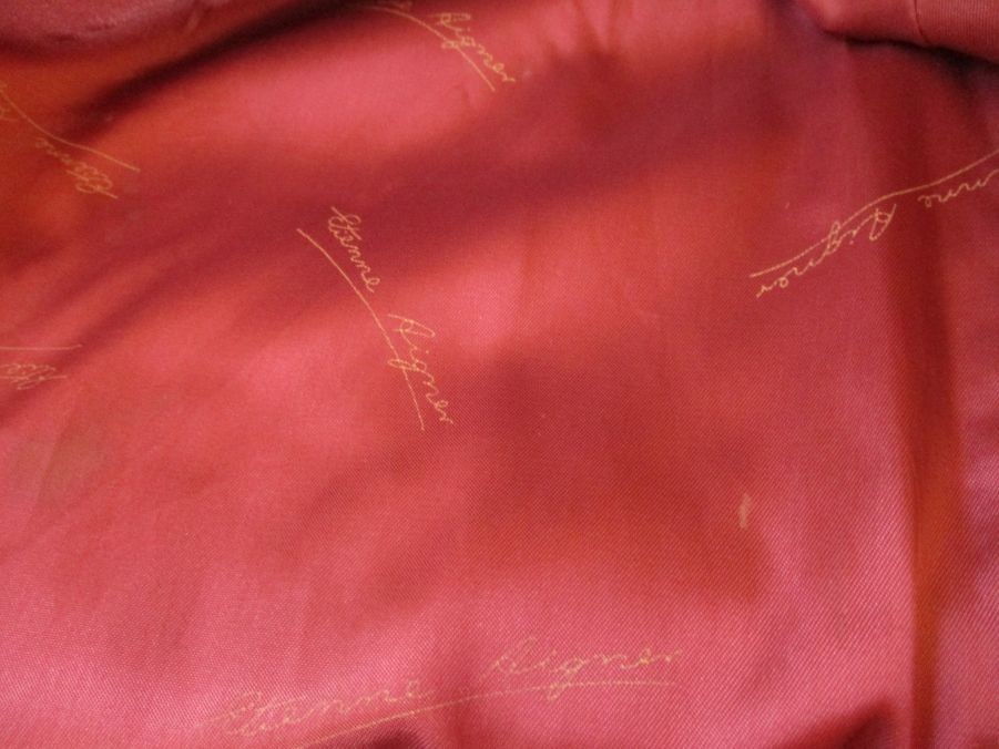 VTG Etienne Aigner Leather Trench Coat Women’s 10 Lined Burgundy Belted Mid