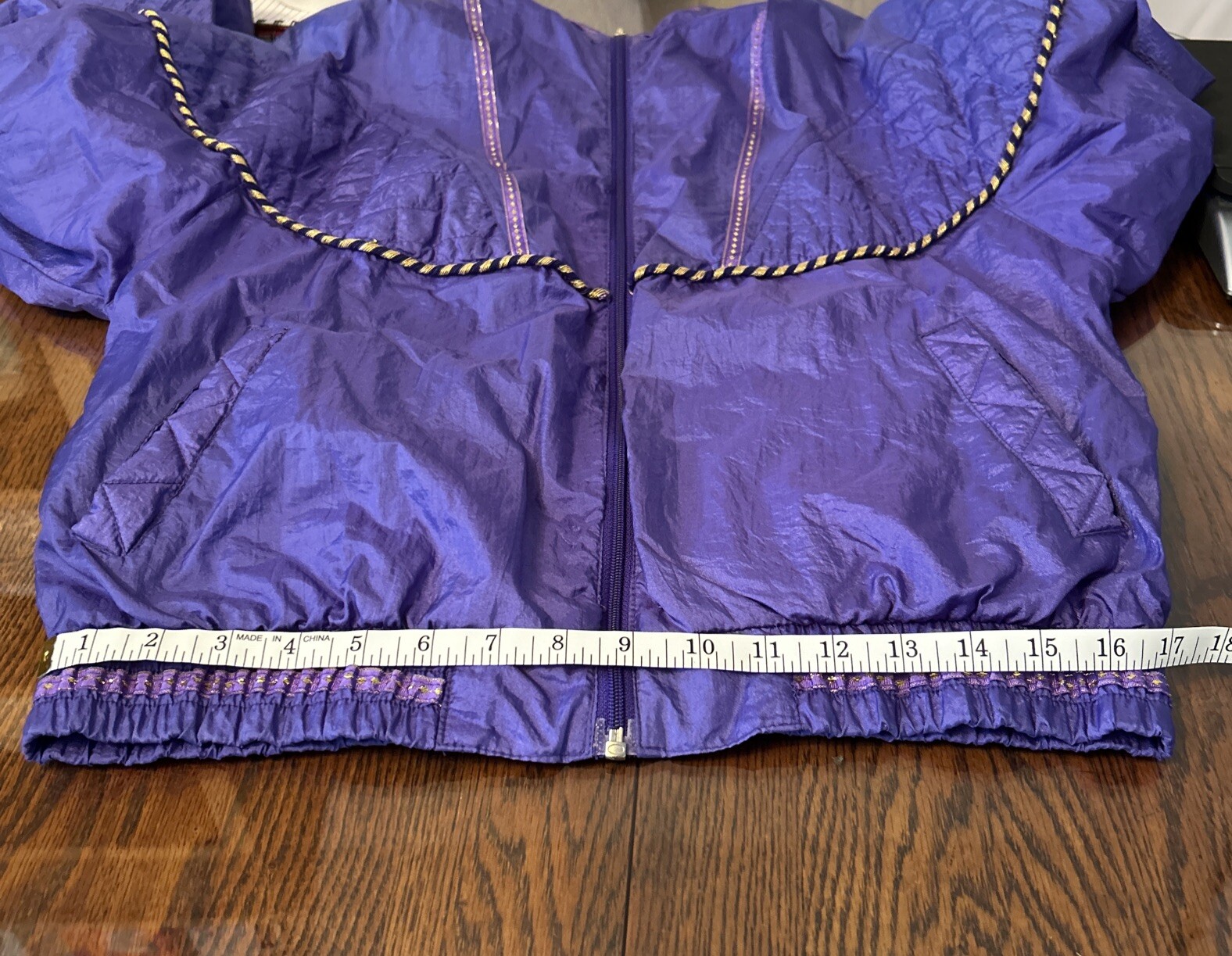 VTG 80s Windbreaker Tracksuit Jacket – Just For Petites Small-Purple Gold Quilt