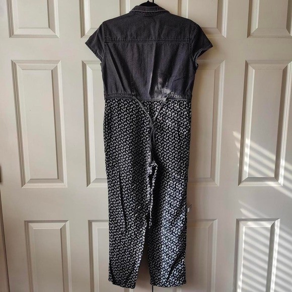 VTG 90s Denim Floral Jumpsuit Tencel Blend USA Twee Nostalgic Jones New York Pet