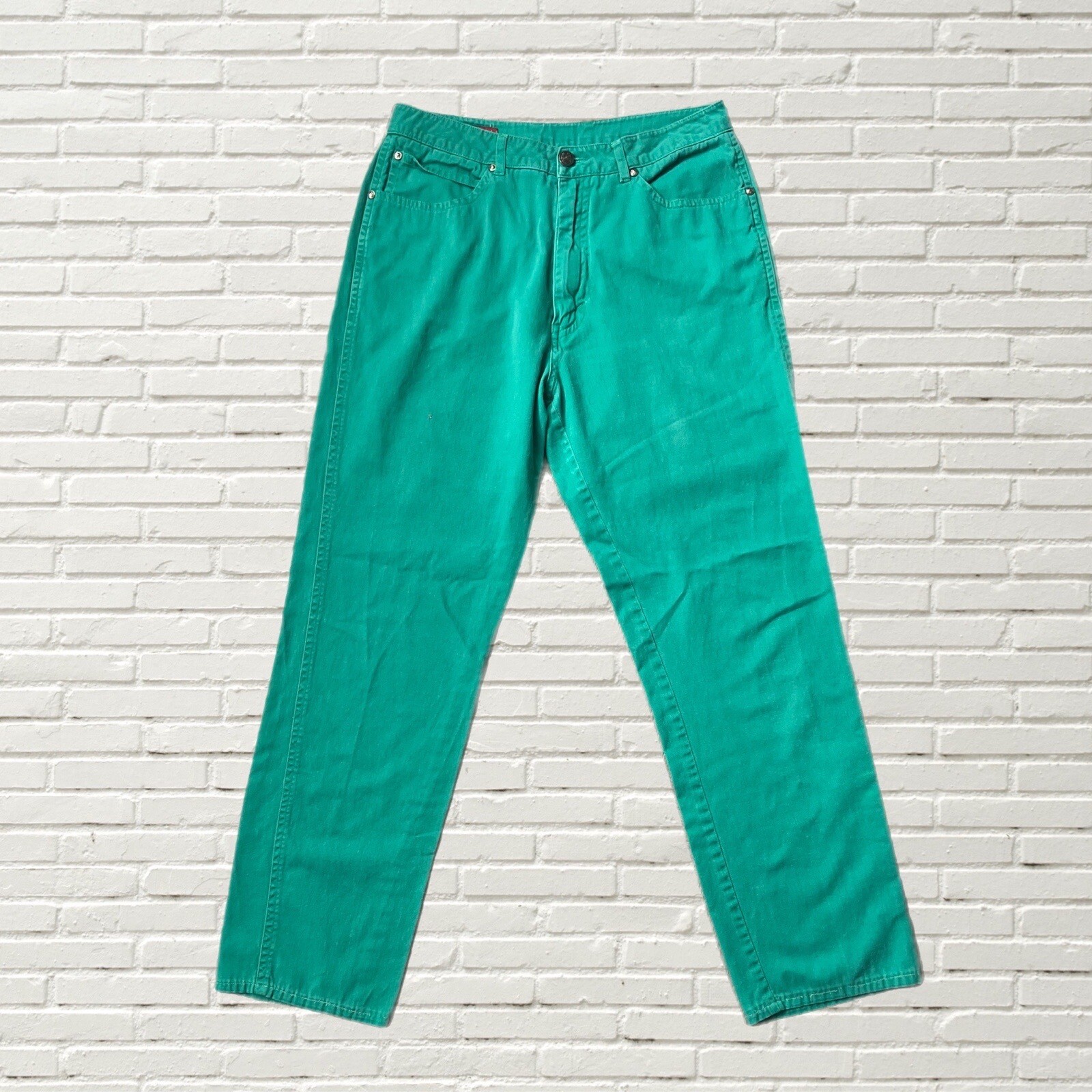 Vintage 80s Sasson Jeans Teal Green Mid Rise Straight Leg Size S