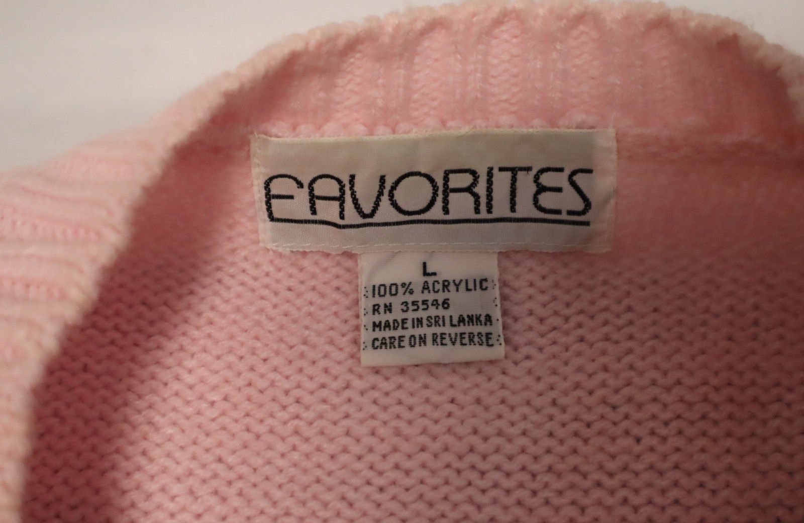 Vintage 1980s 90s Favorites womens pink pullover sweater size L