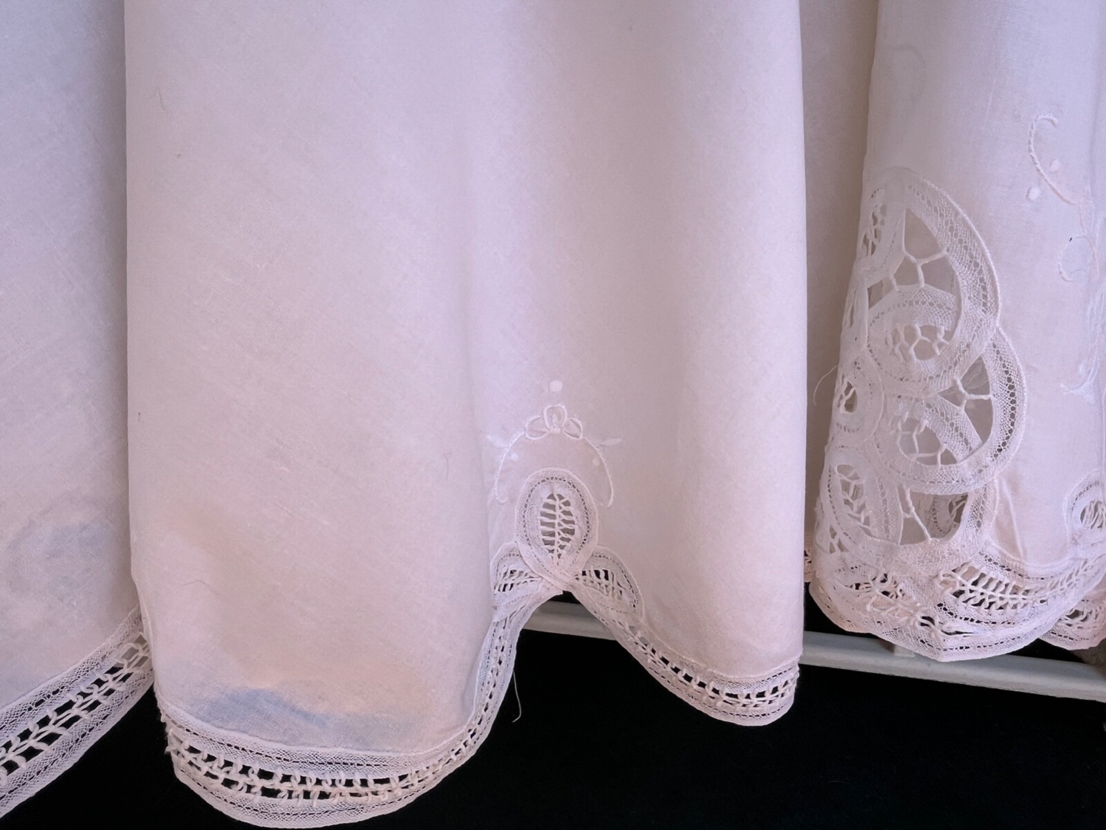 VTG 70s/80 G.Y.M. California 100% Cotton/Linen Imported Lace Ivory Maxi Dress