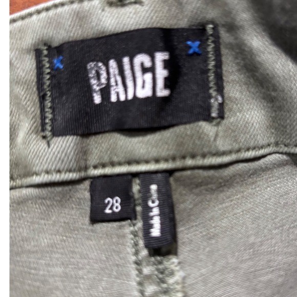 PAIGE Brooklyn High Rise Wide Leg Pants Front Seam Vintage Ivy Green| Size 28