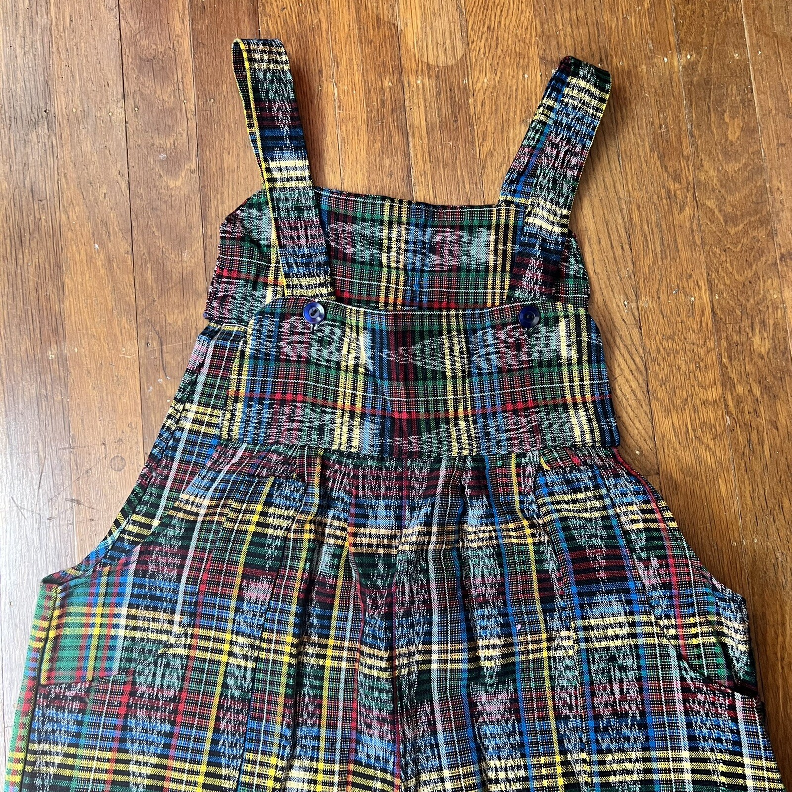 RAINBOW GUATEMALAN 1980’s 80s Vintage 1990’s 90s Petite Cotton Bib Overalls M L
