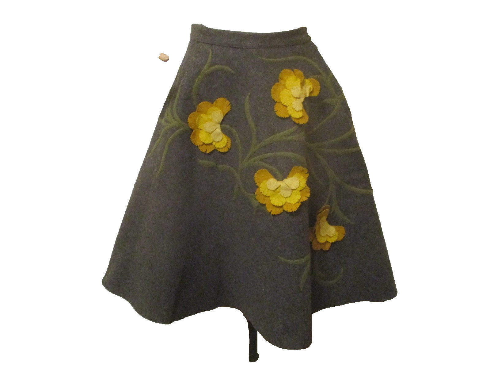 vintage 1950’s wool felt skirt with applied flowers/vines