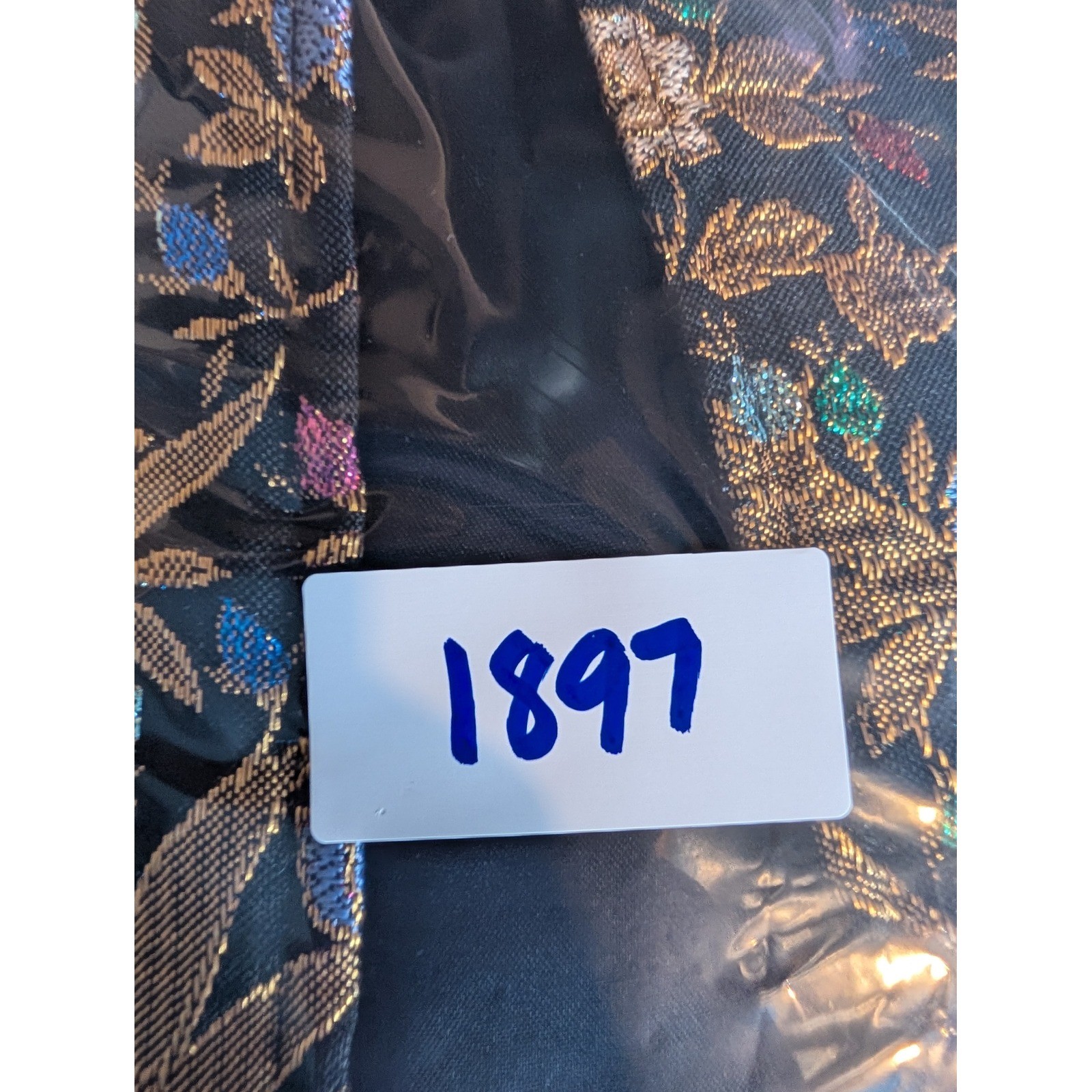 VTG 80s Satin Floral Brocade Jacket Womens M Black Gold Boho Chic Regency Whimsy
