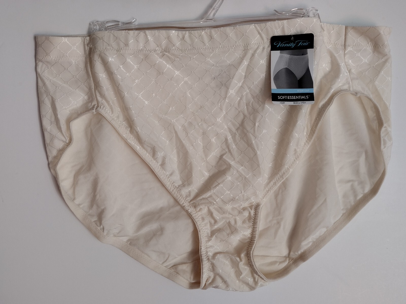 VANITY FAIR 2XL/9 SOFT ESSENTIALS CREAM HIGH-CUT PANTY 13057 NEW WITH TAGS