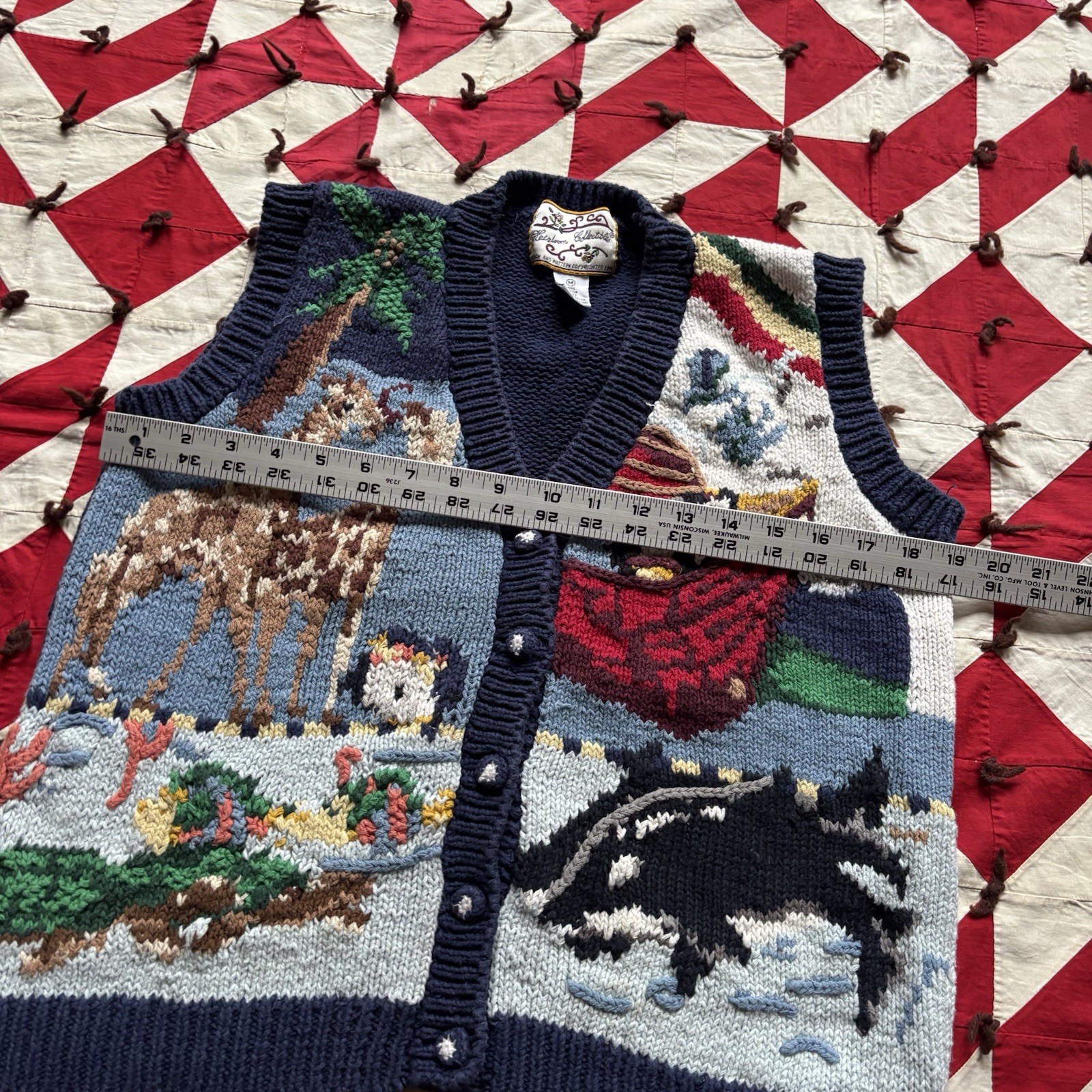 Vintage Women’s Knit Animal Sweater Vest As Is 90s Medium Granny