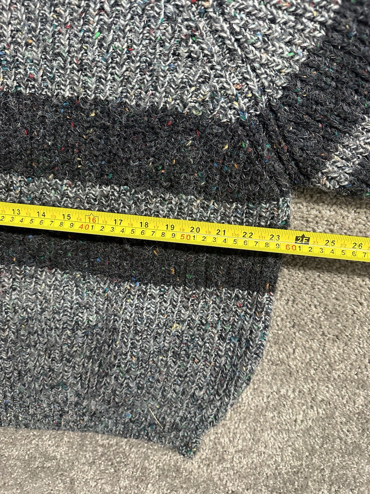Vintage 80s Nuovo Industriale Womens Grey Multicolor Striped Crewneck Sweater M