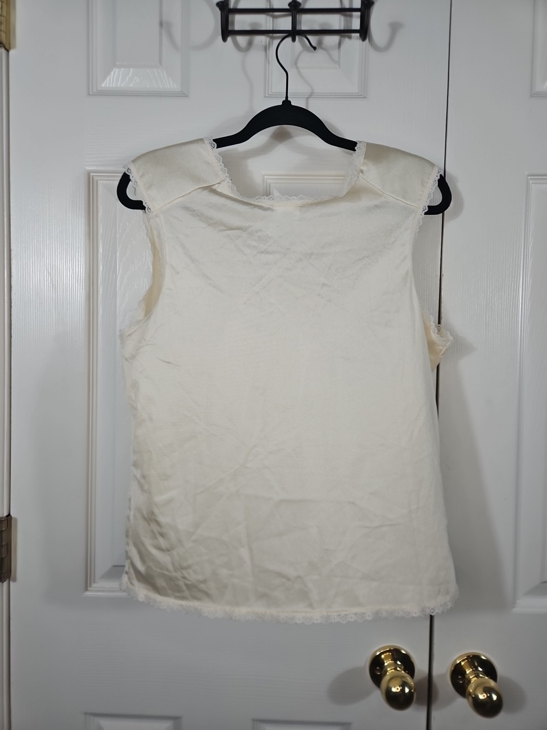 Vintage Velrose Camisole, Ivory Lg | Shoulder Pads Cottagecore Prairie Coquette