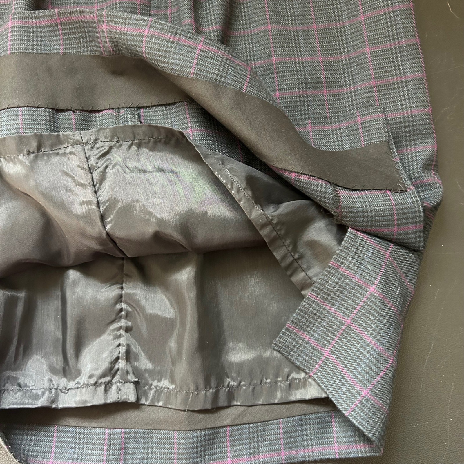 EHWOODS Vintage Glen Plaid Pencil Skirt Gray Purple Tartan High Waisted Academia