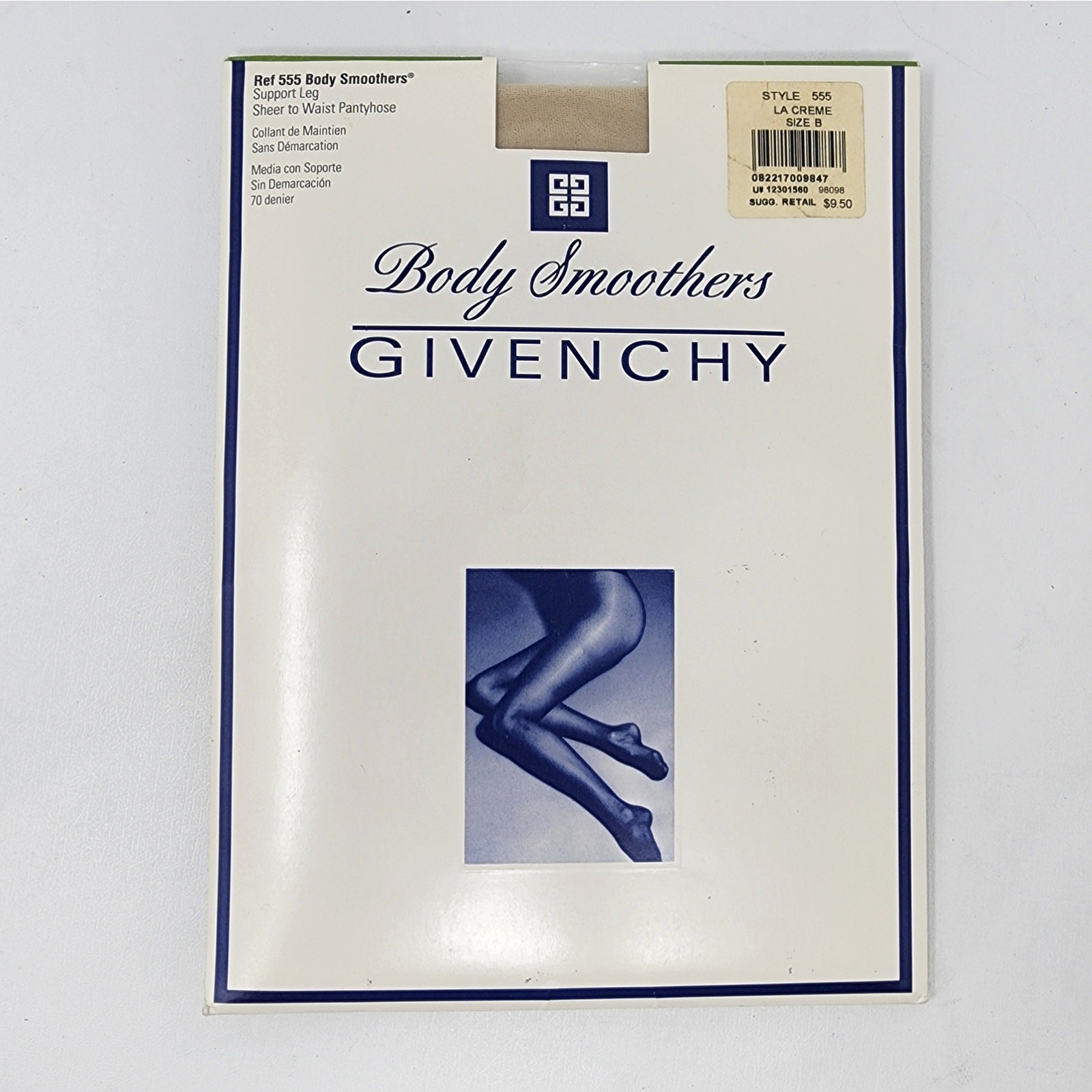 Vintage Givenchy 555 Body Smoothers Size B La Creme Support Leg Pantyhose