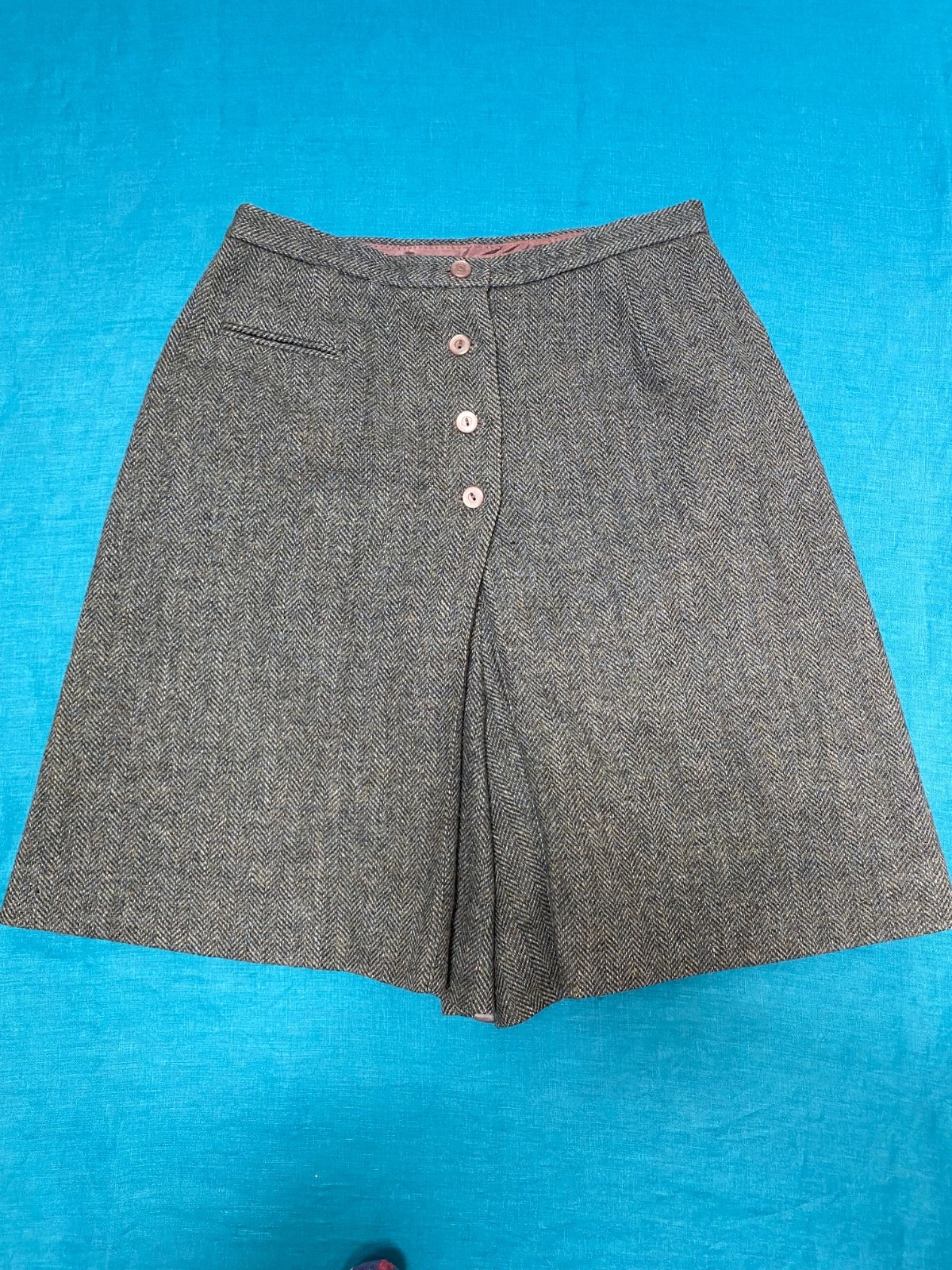 VINTAGE Hunter Split Riding Skirt Skort Equestrian Wool Tweed Culottes S/XS 26W