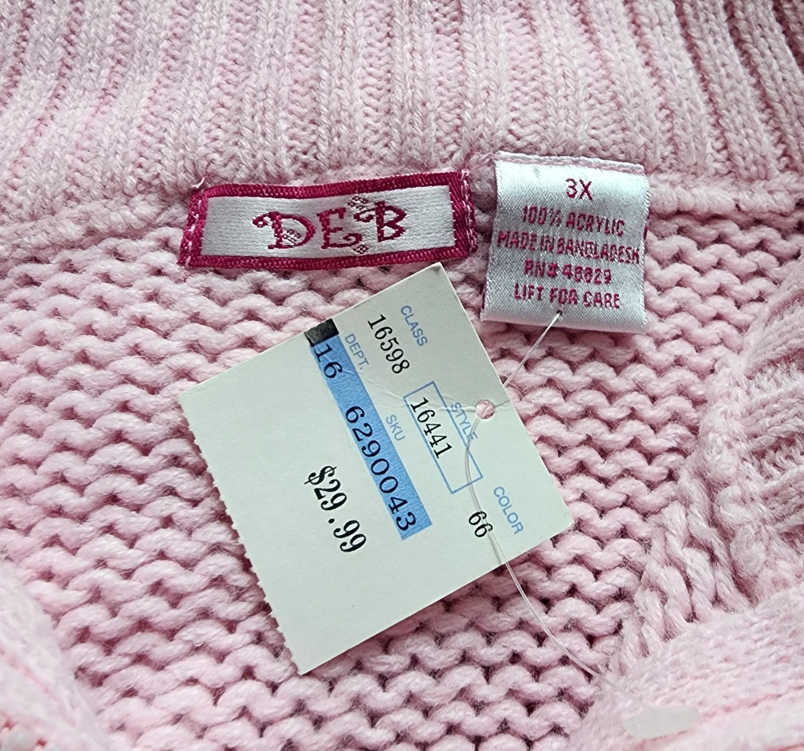 VINTAGE Y2K 2000s DEB Pink Striped Zip Sweater Top Jacket NWT 3X