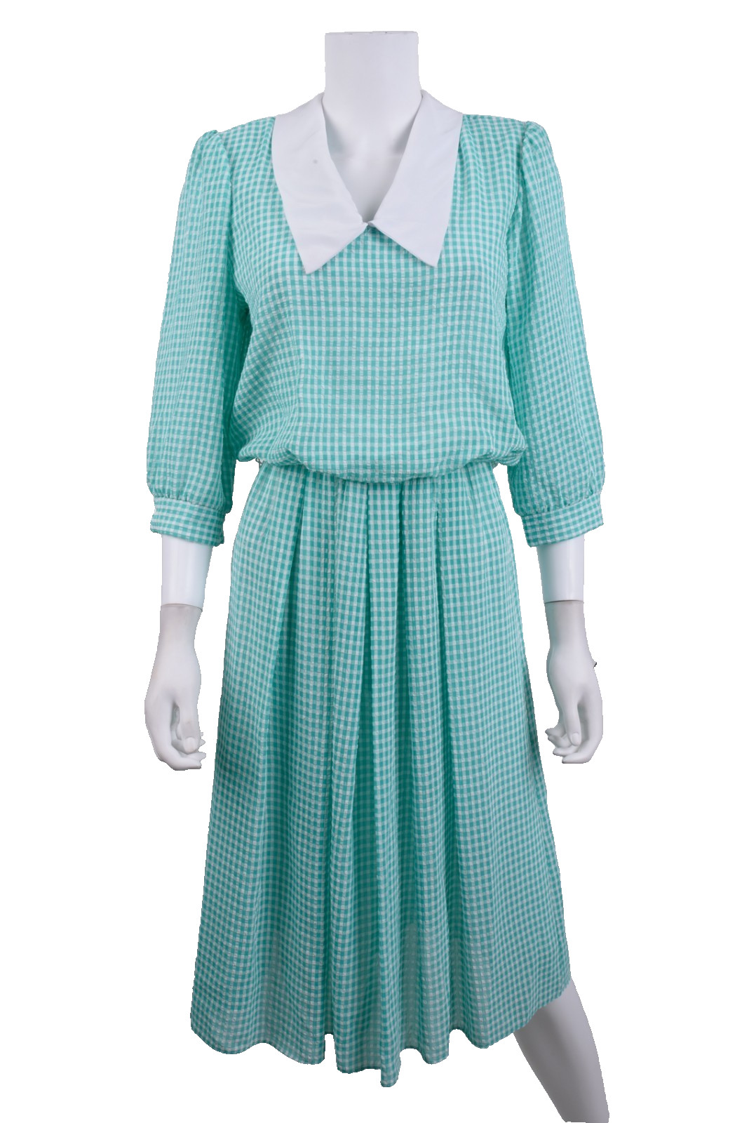 Vintage Breli Originals Womans Dress Size 10 blue Green Gingham Check Peter pan