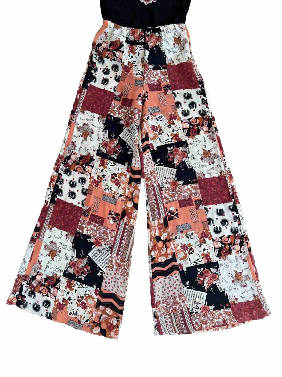 Vintage 1970s Two Piece Set Wide Leg Bell Bottoms And Shirt Hippy Size XS Artsy