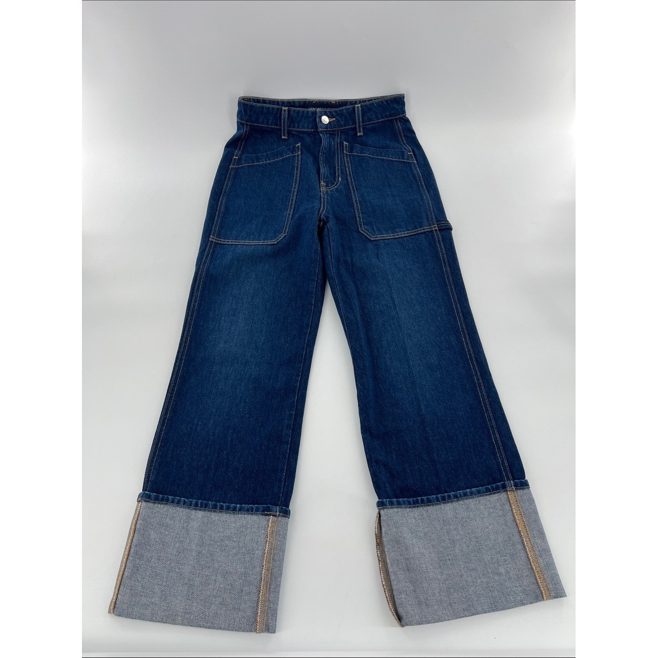 Veronica Beard Dylan High-Rise Straight Cuffed Jeans Chic Classic Staple Capsule