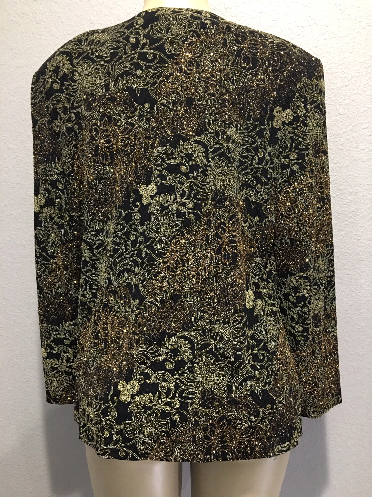 Vtg Gold Metallic ALEX Cowl Tunic Top Cape Jacket XL