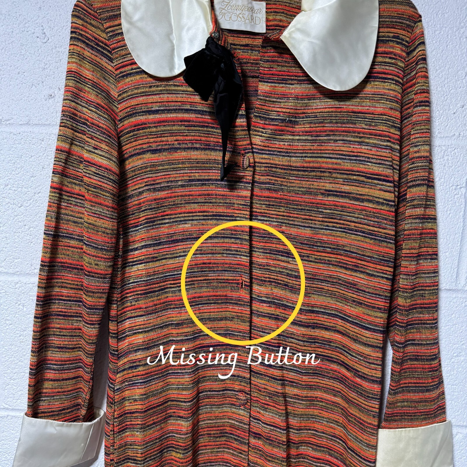 Vintage 1960’s Loungewear by Gossard Multicolor Orange Stripe Kimono Robe Dress
