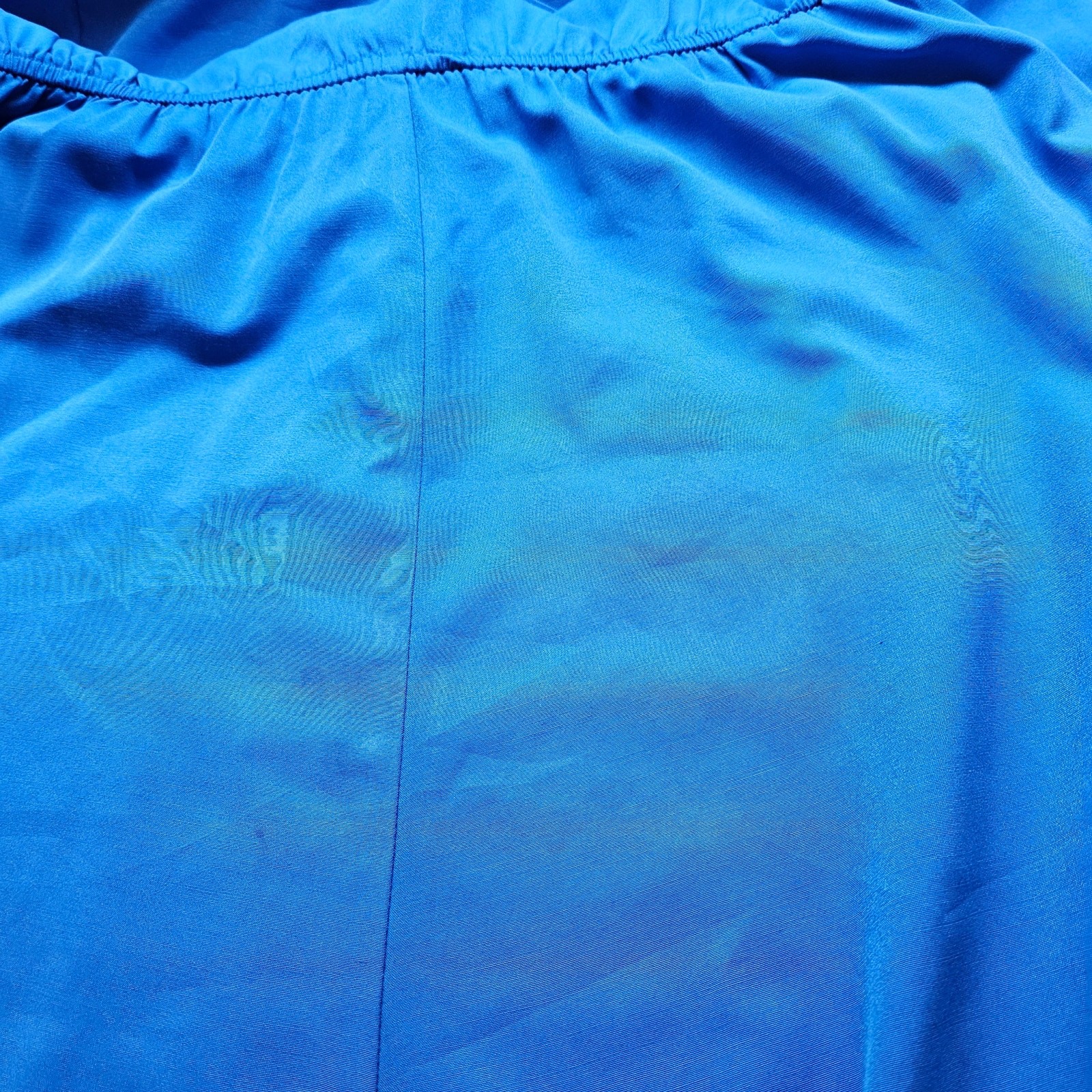 Vintage Shirt Dress Womens 13/14 Blue Lagenlook 80s Pleated Midi Retro Mod Glam