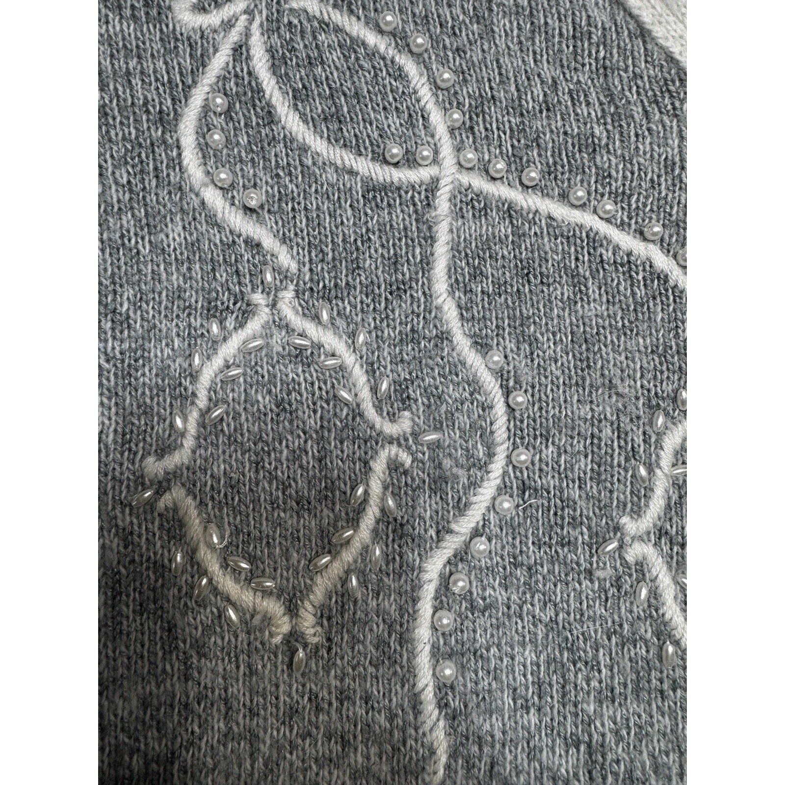 L’Eau Vive VTG Silk Angora Lambswool Sweater Small S Grey Knit Made Hong Kong