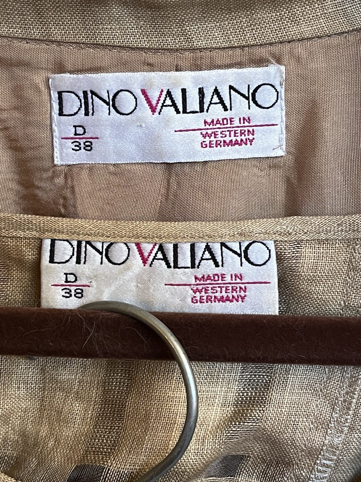 Vintage 80’s Post Modern Dino Valiano Women’s 3 Piece Cotton Tan Outfit D 38