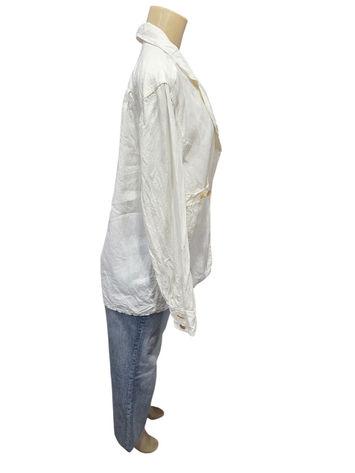 Carlisle 100% Linen Button Up Shirt Size 12 White Long Sleeve
