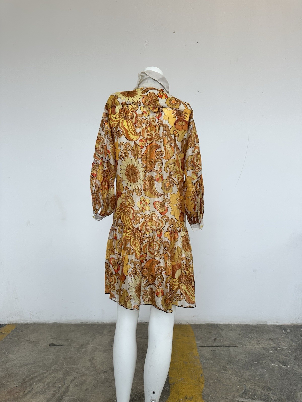 Vintage Anna Sui Psychedelic Floral Silk Blend Mini Dress Y2K 60s Mod Print