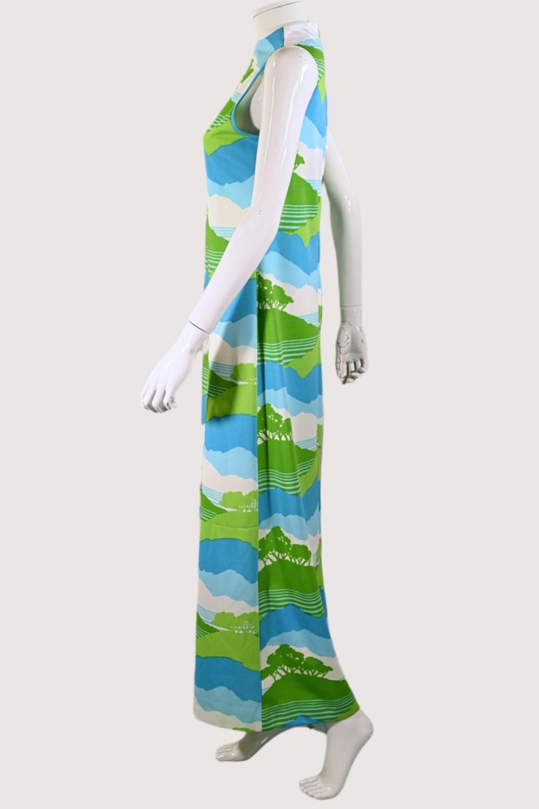 Vintage Maxi Dress Trees/Nature/Novelty Print, Bohemian Hippie Dress S